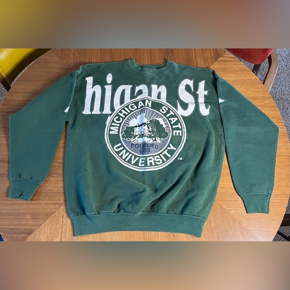 RARE Vintage Michigan State University Crest Spellout Crewneck - Picture 2 of 8
